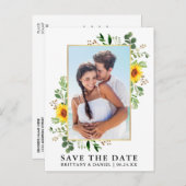 Carte Postale Aquarelle Eucalyptus Tournesol Enregistrer La Date (Devant / Derrière)