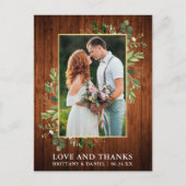 Carte Postale Aquarelle Eucalyptus Wood Mariage amour Merci (Devant)