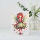 Carte Postale Aquarelle Fée de Noël (Debout devant)