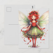 Carte Postale Aquarelle Fée de Noël (Devant / Derrière)
