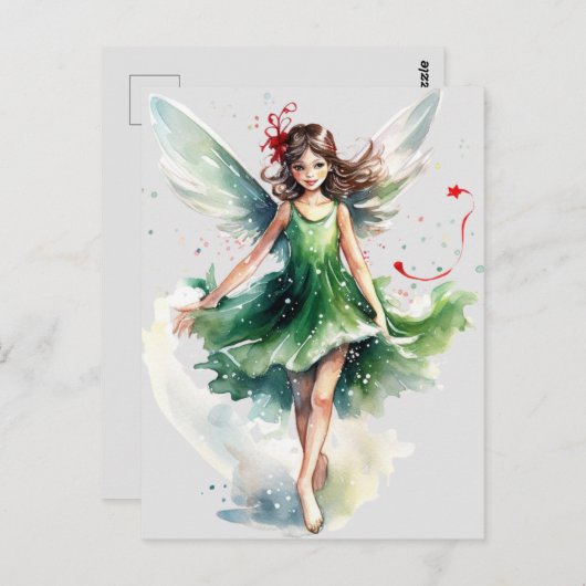 Carte Postale Aquarelle Fée de Noël (Devant / Derrière)