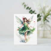 Carte Postale Aquarelle Fée de Noël (Debout devant)