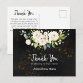 Carte Postale *~* Aquarelle Fête de Mariage Rustique Rose Blanch (Devant / Derrière)