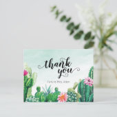 Carte Postale Aquarelle Fête des mariées succulente Merci plat (Debout devant)