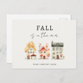 Carte Postale Aquarelle Feuilles d'Automne Maison Promotion Immo (Devant / Derrière)