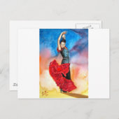 Carte Postale Aquarelle FLAMENCO DANCER (Devant / Derrière)