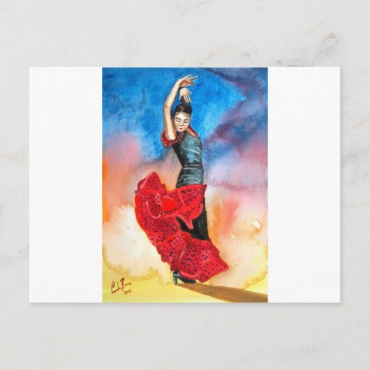 Carte Postale Aquarelle FLAMENCO DANCER (Devant)