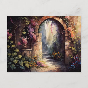 Carte Postale Aquarelle Fleur sauvage Arc Jardin Entrée