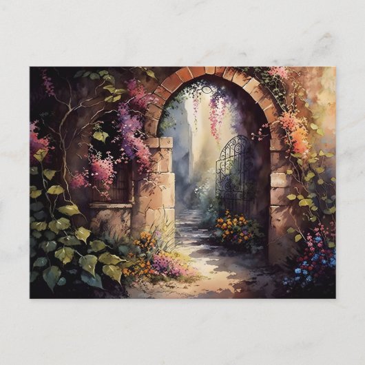 Carte Postale Aquarelle Fleur sauvage Arc Jardin Entrée (Devant)