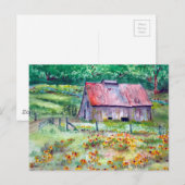 Carte Postale Aquarelle Fleur sauvage de la grange de Susans aux (Devant / Derrière)