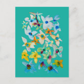 Carte Postale Aquarelle fleurs bleues blanches (Devant)
