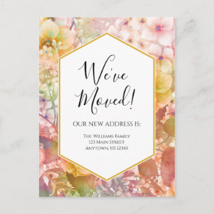 Carte postale aquarelle fleurs changement d'adress