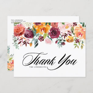 Carte Postale Aquarelle Fleurs d'automne Mariage de automne Merc