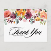 Carte Postale Aquarelle Fleurs d'automne Mariage de automne Merc (Devant)