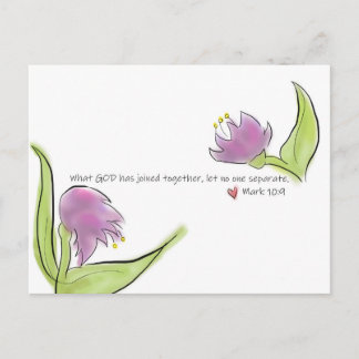 Carte Postale Aquarelle Fleurs et Verse biblique pour l'amour