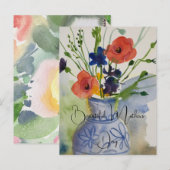 Carte Postale Aquarelle fleurs modernes (Devant / Derrière)