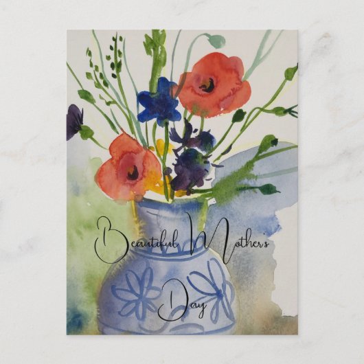 Carte Postale Aquarelle fleurs modernes (Devant)