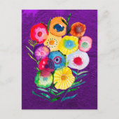 Carte Postale Aquarelle fleurs violettes fleuries florales (Devant)