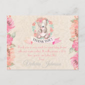 Carte Postale Aquarelle Floral Bear Baby shower Merci (Devant)