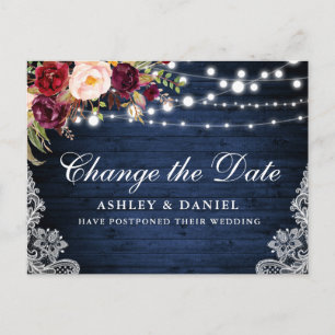 Carte Postale Aquarelle Floral Bleu Bois Changer La Date