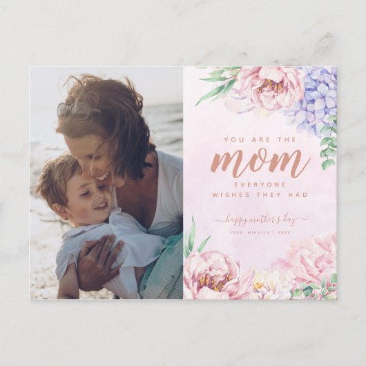 Carte Postale Aquarelle Floral Fête des Mères Salutation (Devant)