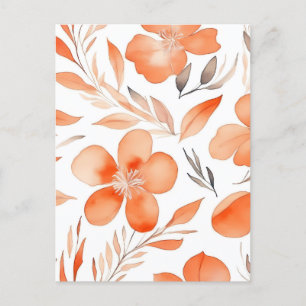 Carte Postale Aquarelle Floral illustration orange