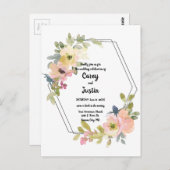 Carte Postale Aquarelle Floral Mariage géométrique (Devant / Derrière)