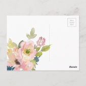 Carte Postale Aquarelle Floral Mariage géométrique (Dos)