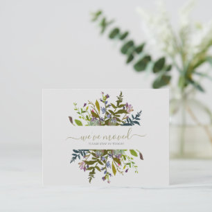 Carte Postale Aquarelle Floral Nous Avons Déménagé Nouveau Domic