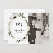 Carte Postale Aquarelle Floral Or 60e Anniversaire (Devant / Derrière)