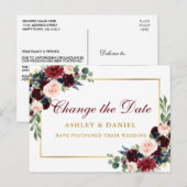 Carte Postale Aquarelle Floral Or Changer La Date (Devant / Derrière)