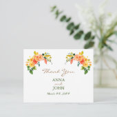 Carte Postale Aquarelle floral orange Merci (Debout devant)