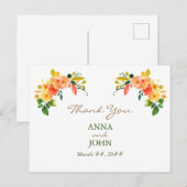 Carte Postale Aquarelle floral orange Merci (Devant / Derrière)