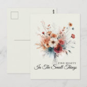 Carte Postale Aquarelle Floral Trouver Beauté Quote Positif Boho (Devant / Derrière)