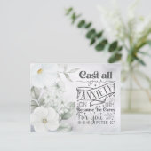 Carte Postale Aquarelle Florale | 1 Pierre 5:7 Verset biblique (Debout devant)