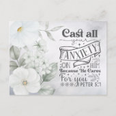Carte Postale Aquarelle Florale | 1 Pierre 5:7 Verset biblique (Devant)