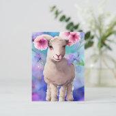 Carte postale aquarelle florale agneau de Pâques d (Debout devant)