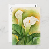 Carte Postale Aquarelle florale blanche Cala Lily (Devant / Derrière)