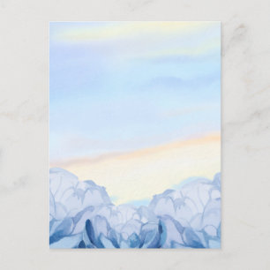 Carte Postale Aquarelle florale bleue élégante