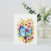 Carte Postale Aquarelle florale | Boîte aux lettres (Debout devant)