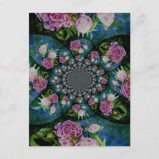 Carte Postale Aquarelle florale de pivoine rose blanc (Devant)