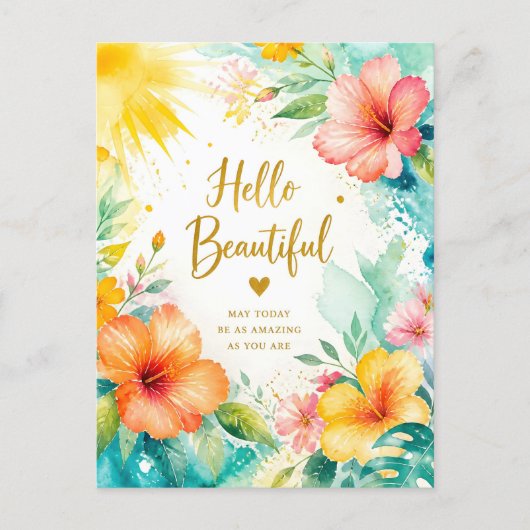 Carte Postale Aquarelle florale de salutation (Devant)