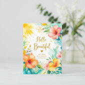 Carte Postale Aquarelle florale de salutation (Debout devant)