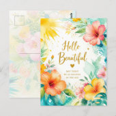 Carte Postale Aquarelle florale de salutation (Devant / Derrière)