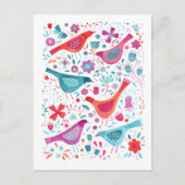 Carte Postale Aquarelle florale d'oiseaux moderne (Devant)