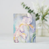 Carte Postale Aquarelle florale Irises la plus douce (Debout devant)