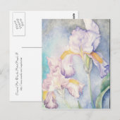 Carte Postale Aquarelle florale Irises la plus douce (Devant / Derrière)