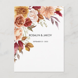 Carte Postale aquarelle florale mariage