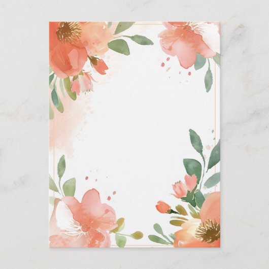 Carte Postale Aquarelle florale Pastel Blank (Devant)