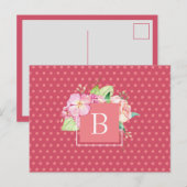 Carte Postale Aquarelle florale personnalisée initiale points ro (Devant / Derrière)